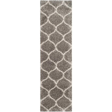 Safavieh 2 ft. 3 in. x 18 ft. Hudson Shag Power Loomed Runner Area Rug; Grey & Ivory SGH280B-218
